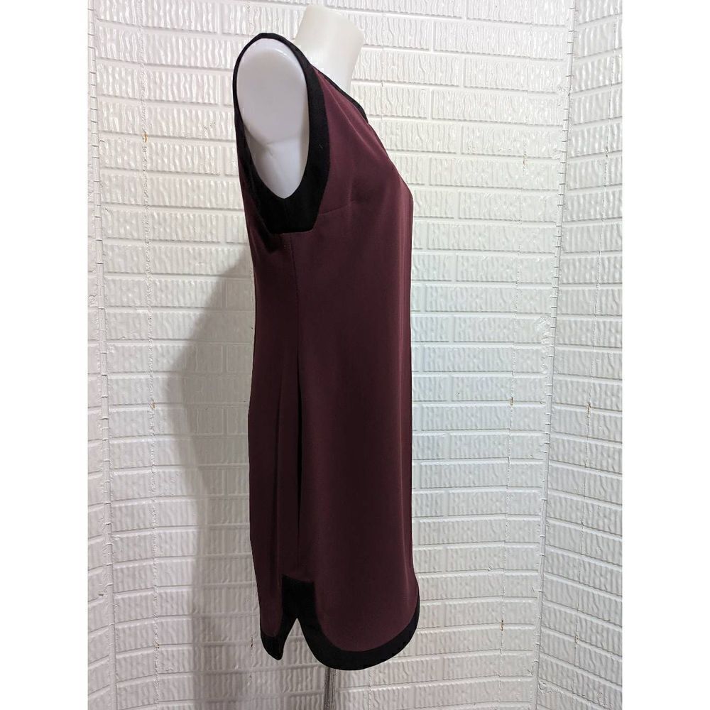 Barr III Women's Burgundy Sleeveless Black Trim Shift Tank Dress Size Medium - Picture 4 of 6